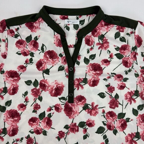 Greg Norman Play Dry White Green Pink Floral Polo Shirt Sz XL Polyester Stretch - Picture 4 of 7